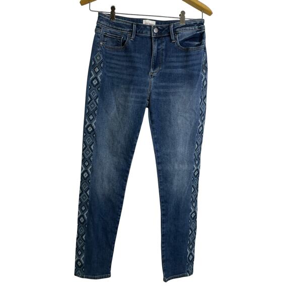 Driftwood Embroidered Jackie High Rise Jeans 28 Blue Diamond Boho Southwest - Picture 1 of 10